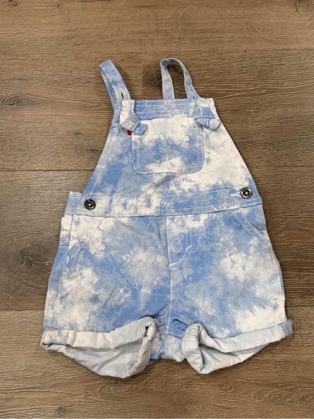 Levi’s Shortalls White Blue Tie Dye Toddler Girls Overalls 18m